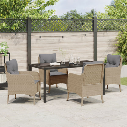 5-Delige Tuinset Met Kussens Beige Poly Rattan