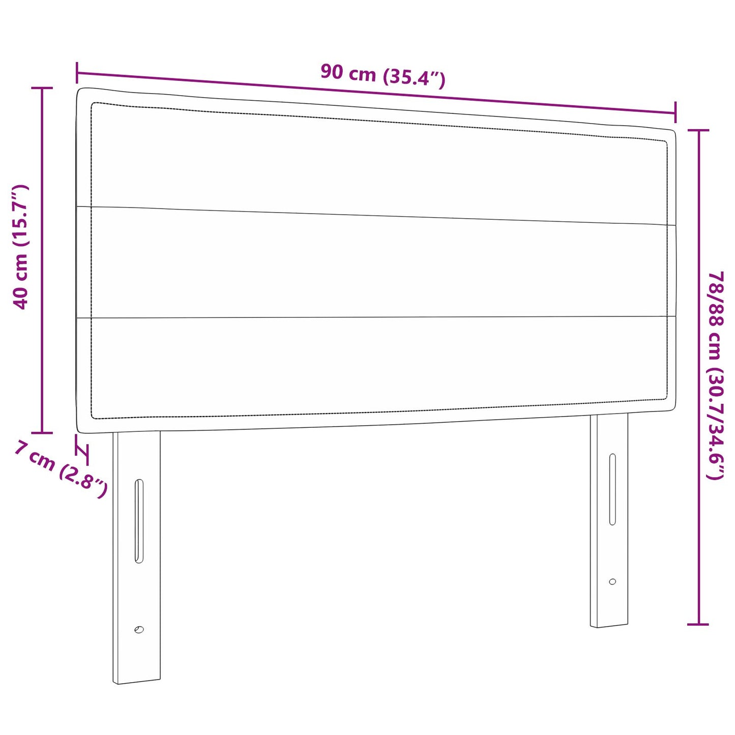 Hoofdbord Lijnen Ontwerp Stof Donkerbruin 90 cm Laag hoofdbord