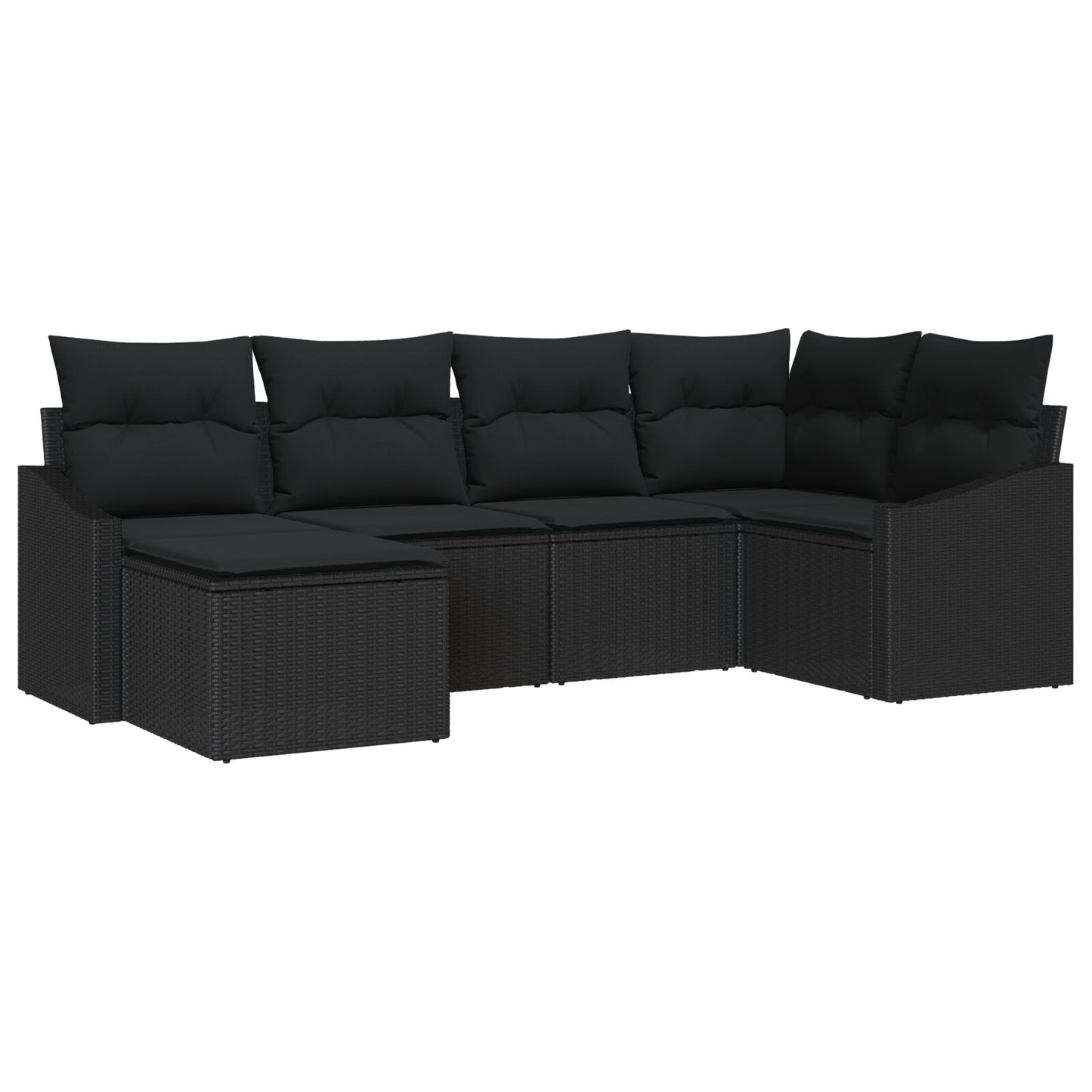 6-Delige Tuin Sofa Set Met Kussens Zwart Poly Rattan