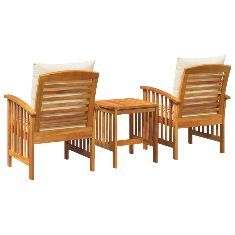 3-Delige Tuin Lounge Set Met Kussens Van Massief Acaciahout Crème wit 2 fauteuils + tafel