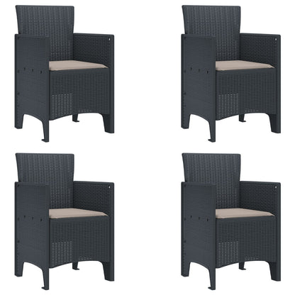 5 Delige Tuin Eetset Met Kussens Anthraciet Poly Rattan
