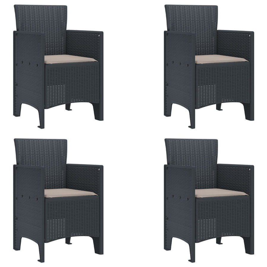 5 Delige Tuin Eetset Met Kussens Anthraciet Poly Rattan