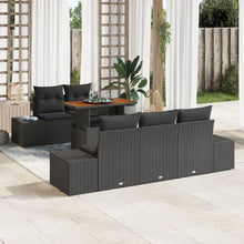 6-Delige Tuinbank Set Met Kussens Zwart Poly Rattan