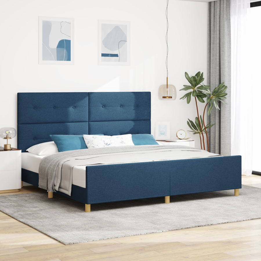 Bedframe Blauw 200X200 Cm Stoffering Crème