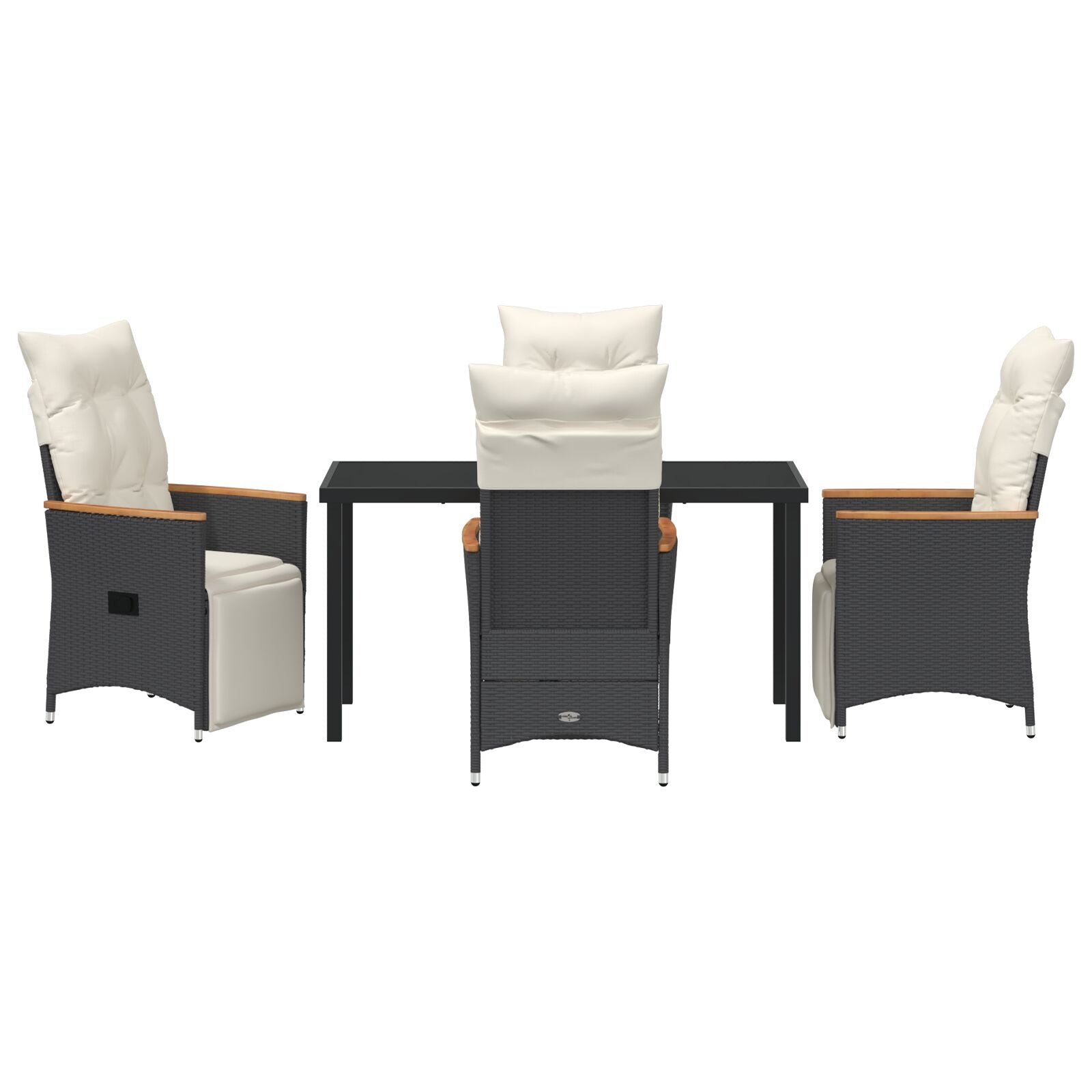 5-Delig Tuin Eetset Met Kussens Zwart Poly Rattan