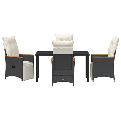 5-Delig Tuin Eetset Met Kussens Zwart Poly Rattan