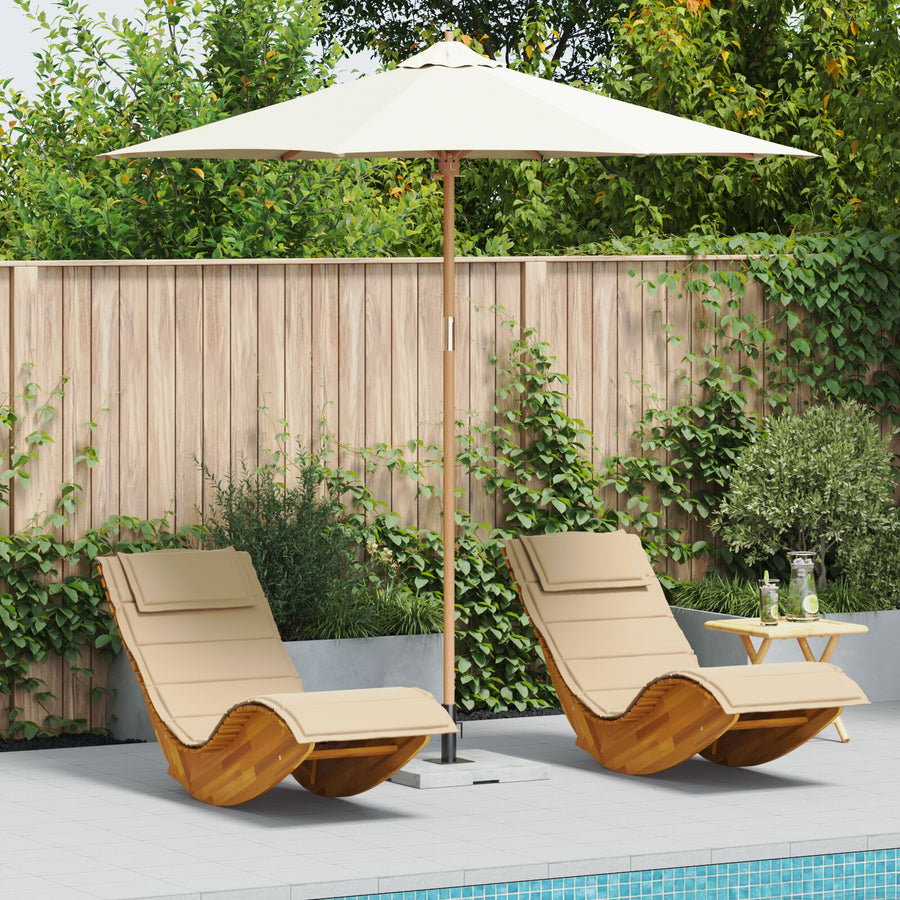 Tuinparasol 270X260 Cm Bamboe 270 x 270 x 260 cm Crème wit