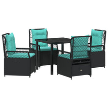 5-Delige Tuin Eettafelset Zwart Poly Rattan