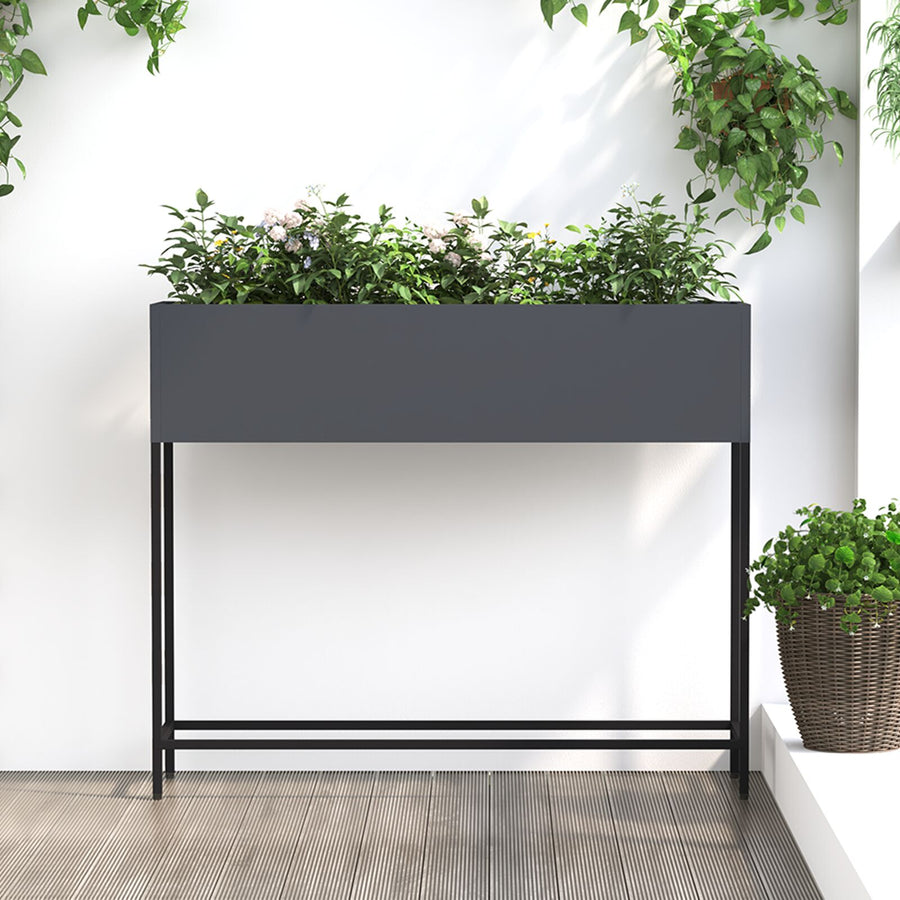 Verhoogde Tuinbak Staal Anthraciet 100 x 26 x 82 cm