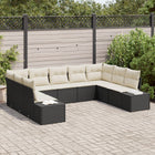 Garden Lounge Set with Cushions 9 pcs Black and Cream Poly Rattan