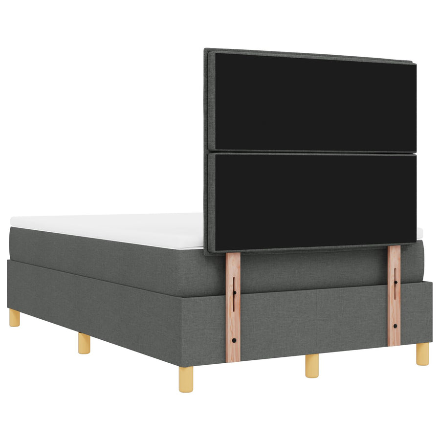 Boxspring Bed Met Matras & Bank Donkergrijs 120X190 Cm Stof Blauw
