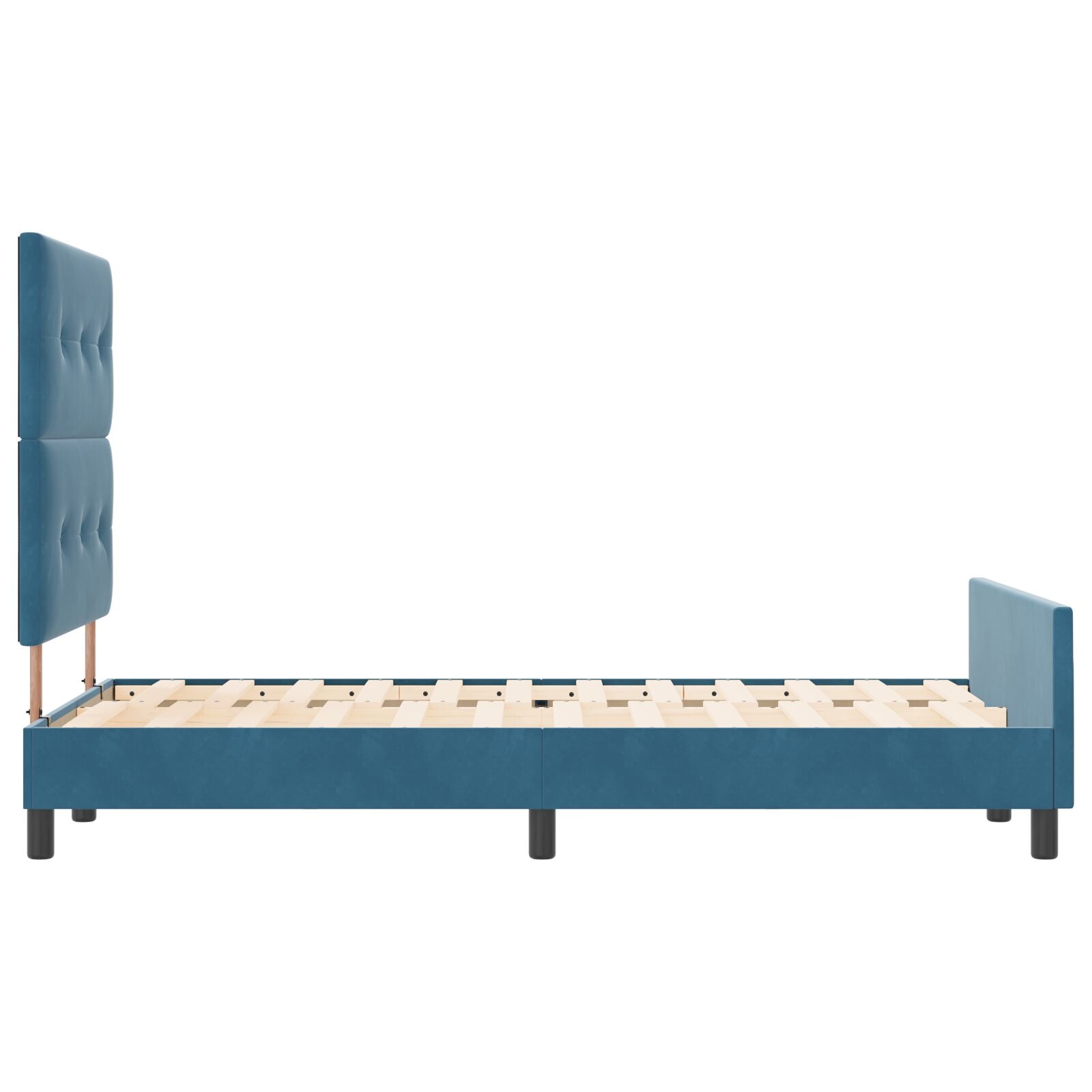 Bedframe Donkerblauw 120X190 Cm Fluweel Crème
