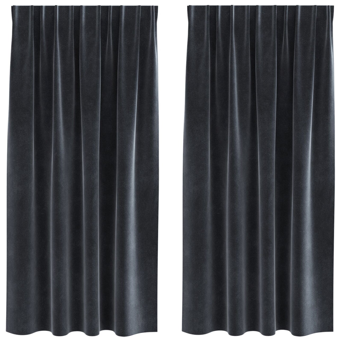 Blackout Gordijnen Met Topband 2 Stuks Donkergrijze Velvet Donkergrijs 140 x 175 cm met ingenaaide tape