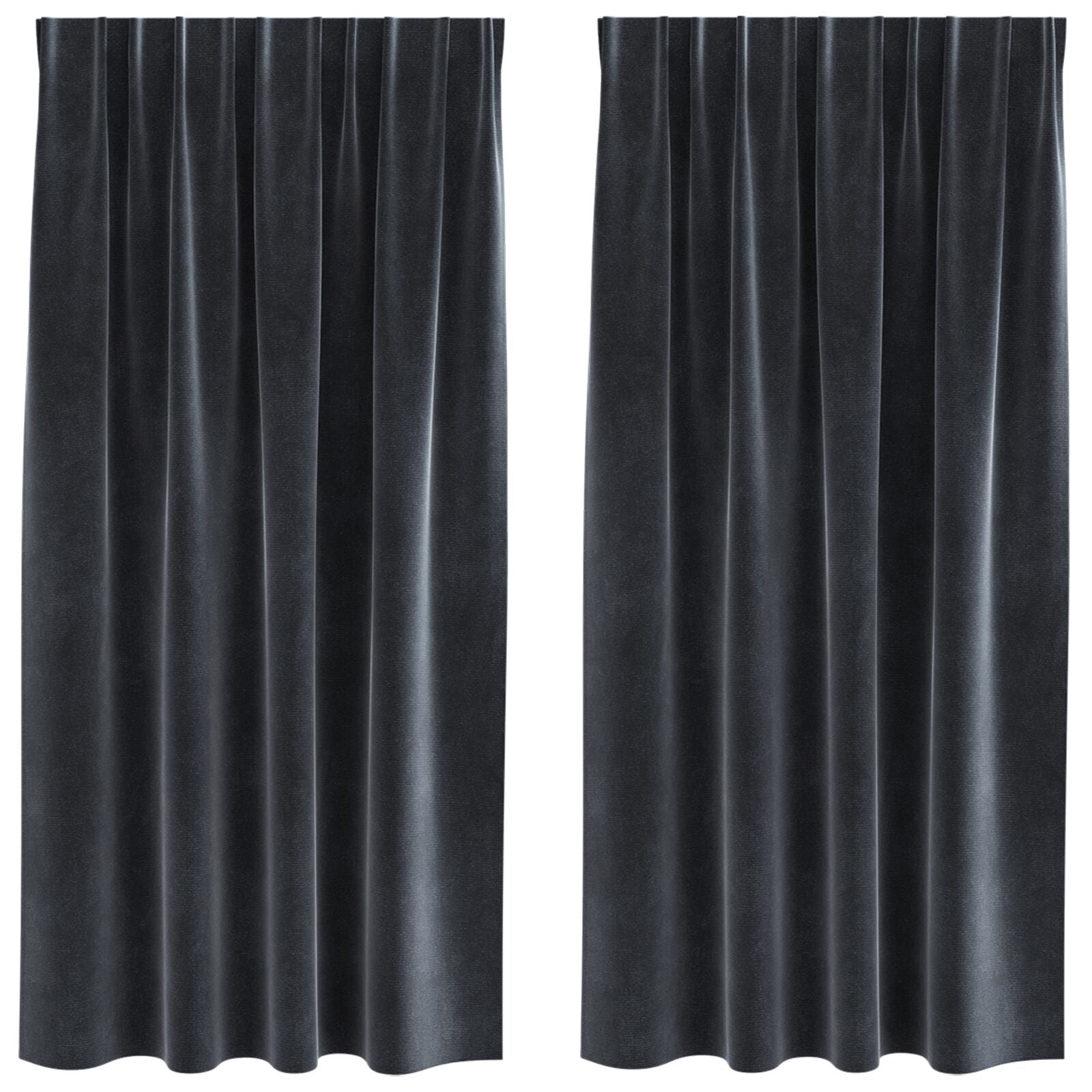 Blackout Gordijnen Met Topband 2 Stuks Donkergrijze Velvet Donkergrijs 140 x 175 cm met ingenaaide tape