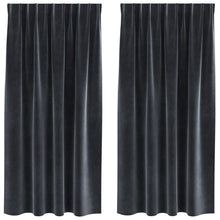 Blackout Gordijnen Met Topband 2 Stuks Donkergrijze Velvet Donkergrijs 140 x 175 cm met ingenaaide tape