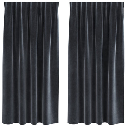 Blackout Gordijnen Met Topband 2 Stuks Donkergrijze Velvet Donkergrijs 140 x 175 cm met ingenaaide tape