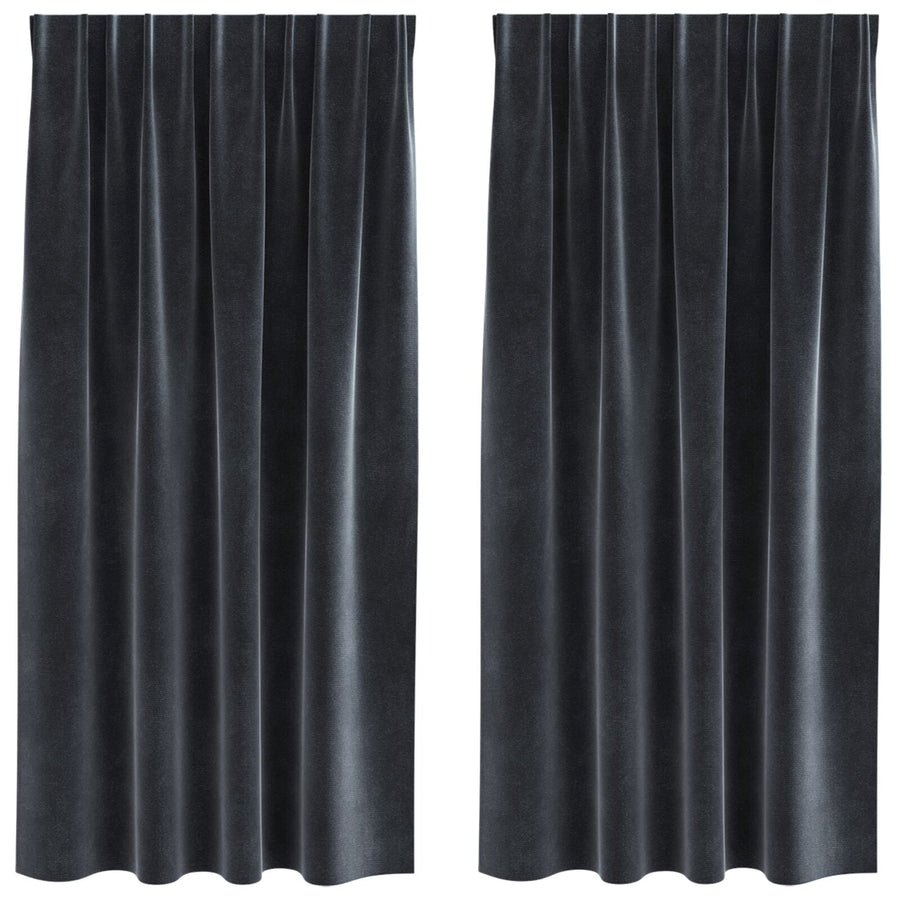 Blackout Gordijnen Met Topband 2 Stuks Donkergrijze Velvet Donkergrijs 140 x 175 cm met ingenaaide tape
