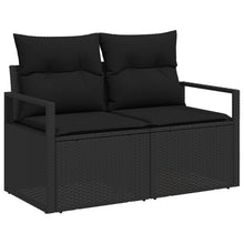 2-Zits Tuin Sofa Met Kussens Poly Rattan Zwart zonder opbergruimte