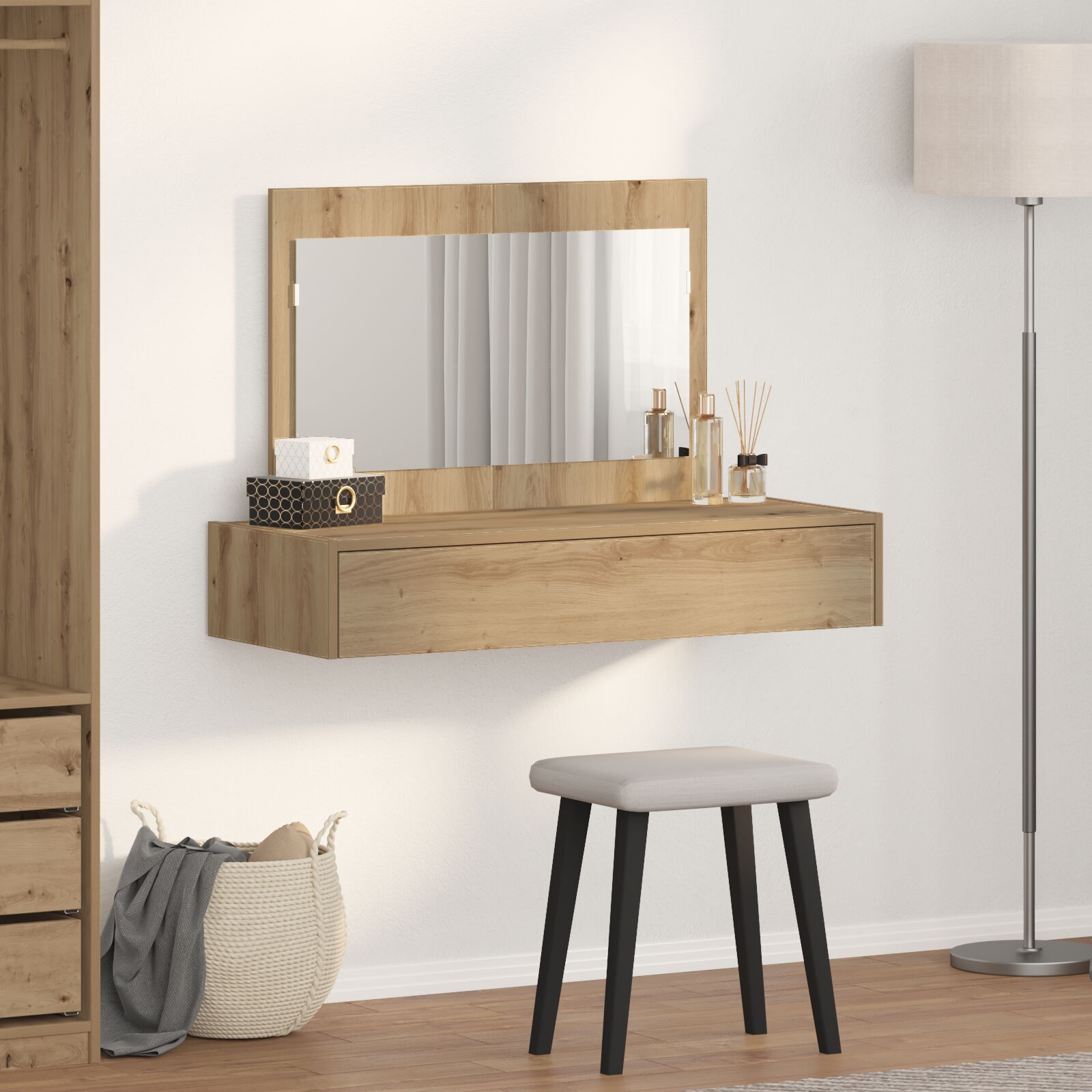 Wandkaptafel 100 x 40 x 70 cm Eiken zonder LED