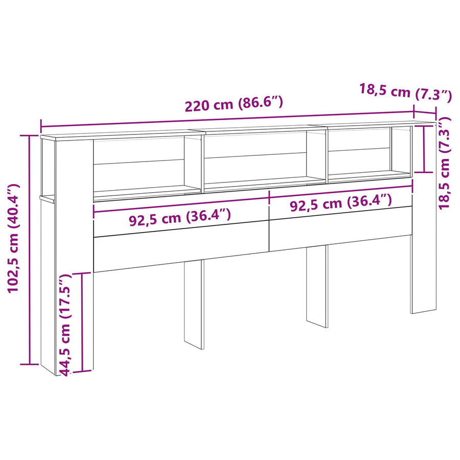 Hoofdeinde Kast Oud Hout 220X18,5X104,5 Cm