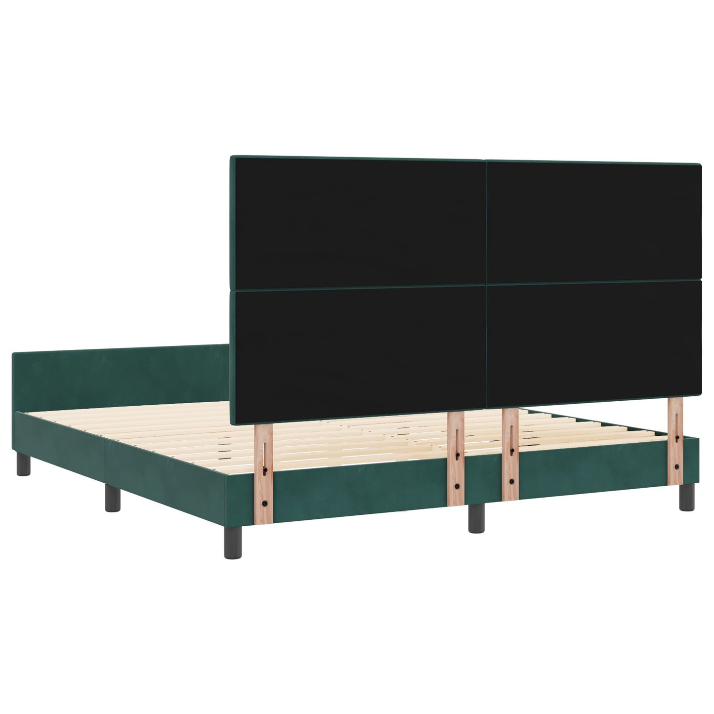 Bed Frame Donkergroen 180X200 Cm Fluweel Crème