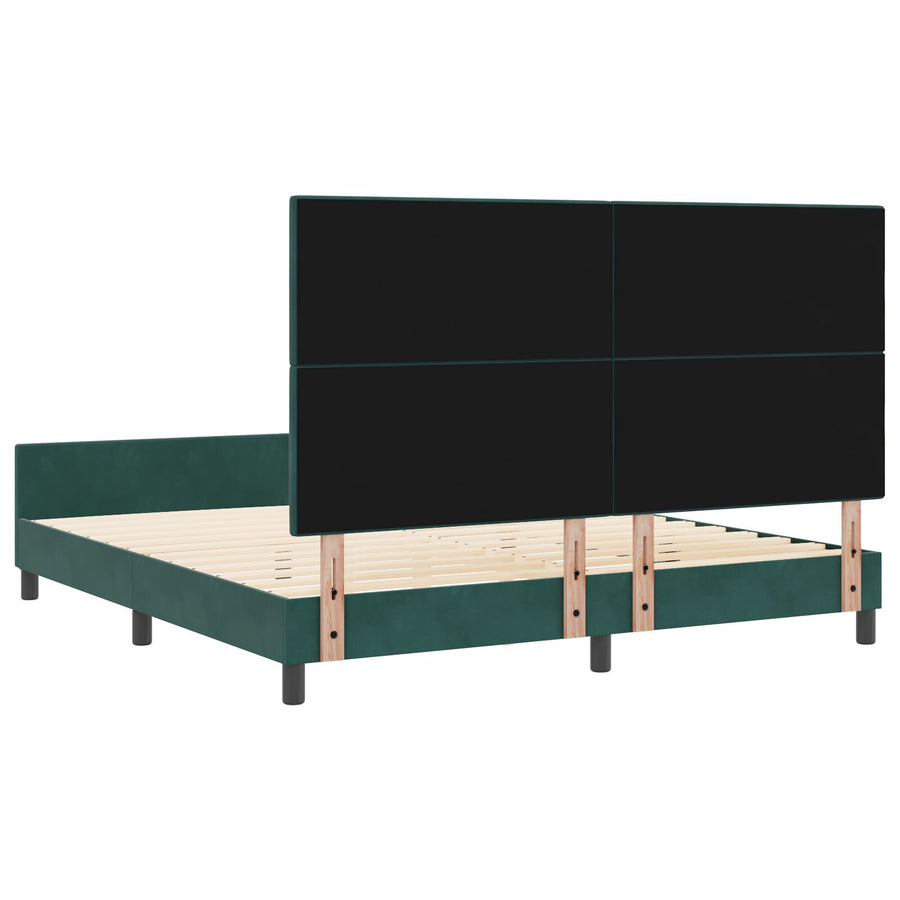 Bed Frame Donkergroen 180X200 Cm Fluweel Crème