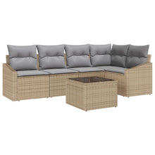 Tuinbankset Set Van 6 Beige En Grijs Rattan Buitenhoekbank