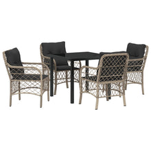 5-Delige Tuin Eetset Met Kussens Lichtgrijs Poly Rattan