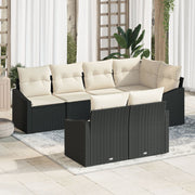 Loungeset poly rattan 7-delig zwart