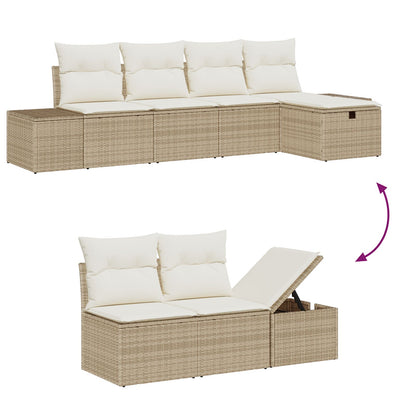 6-Delige Tuin Sofa Set Met Kussens Beige Poly Rattan Wit