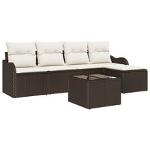 5-delige Tuin Sofa Set met Kussens Grijs Poly Rattan, vidaXL 2-zit Tuin Sofa met Kussens Bruin Poly Rattan