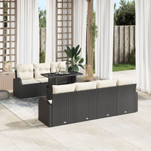 8-Delige Tuin Sofa Set Met Kussens Zwart Poly Rattan