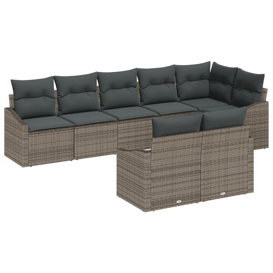 Tuinsofaset Set Van 8 Donkergrijs En Bruin Rattan En Polyester
