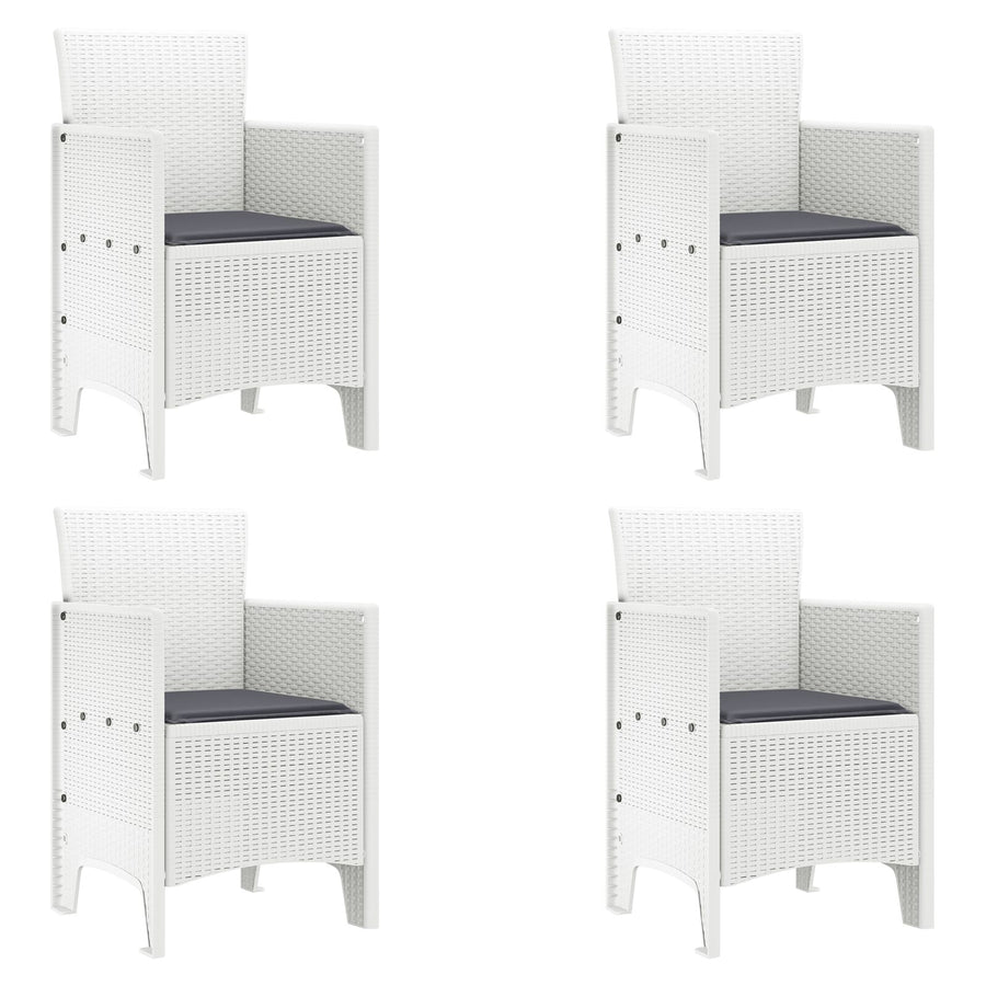 5-Delige Tuin Eetset Met Kussens Witte Poly Rattan
