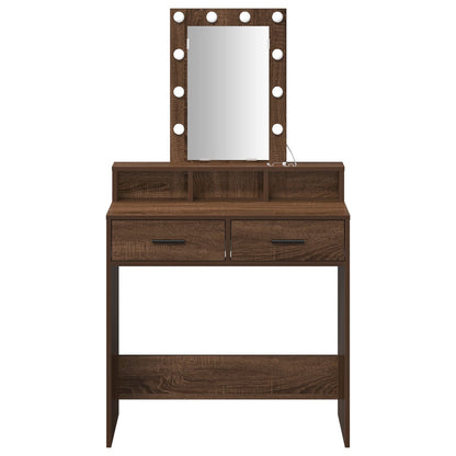 Kaptafel Met Led-Verlichting - - Bruin Eiken 79 x 41 x 140 cm