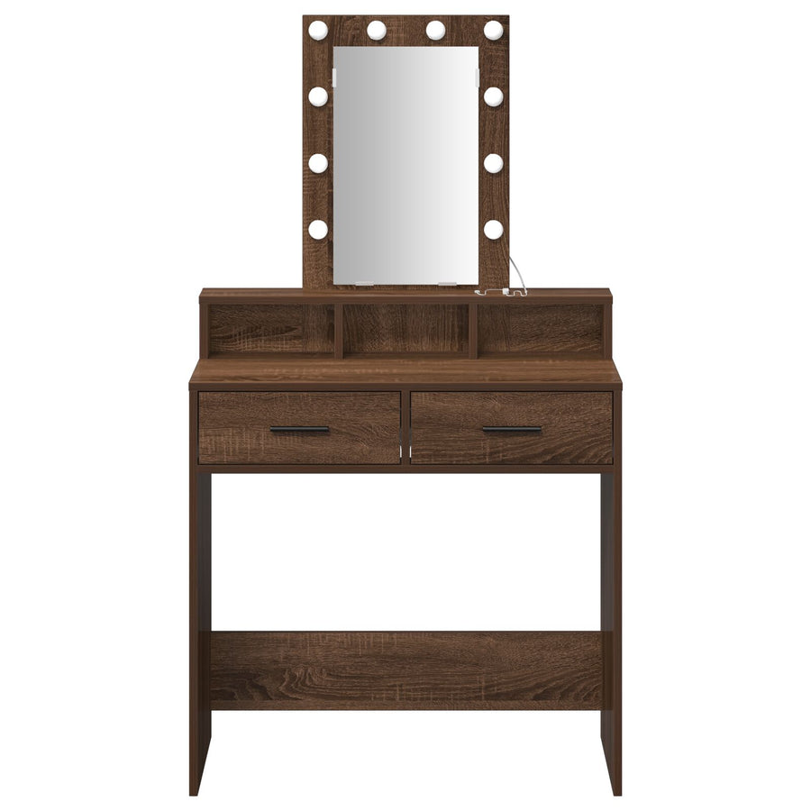 Kaptafel Met Led-Verlichting - - Bruin Eiken 79 x 41 x 140 cm