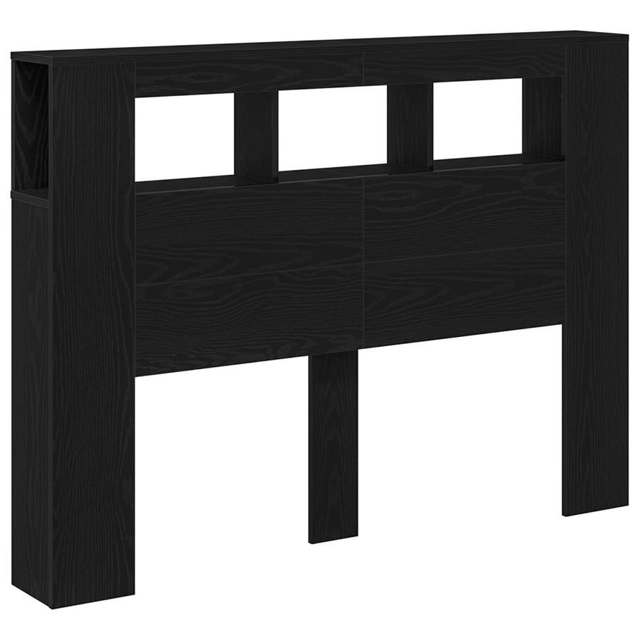 Led Hoofdbord Zwart Eiken 140X18,5X40 Cm Bewerkt Hout