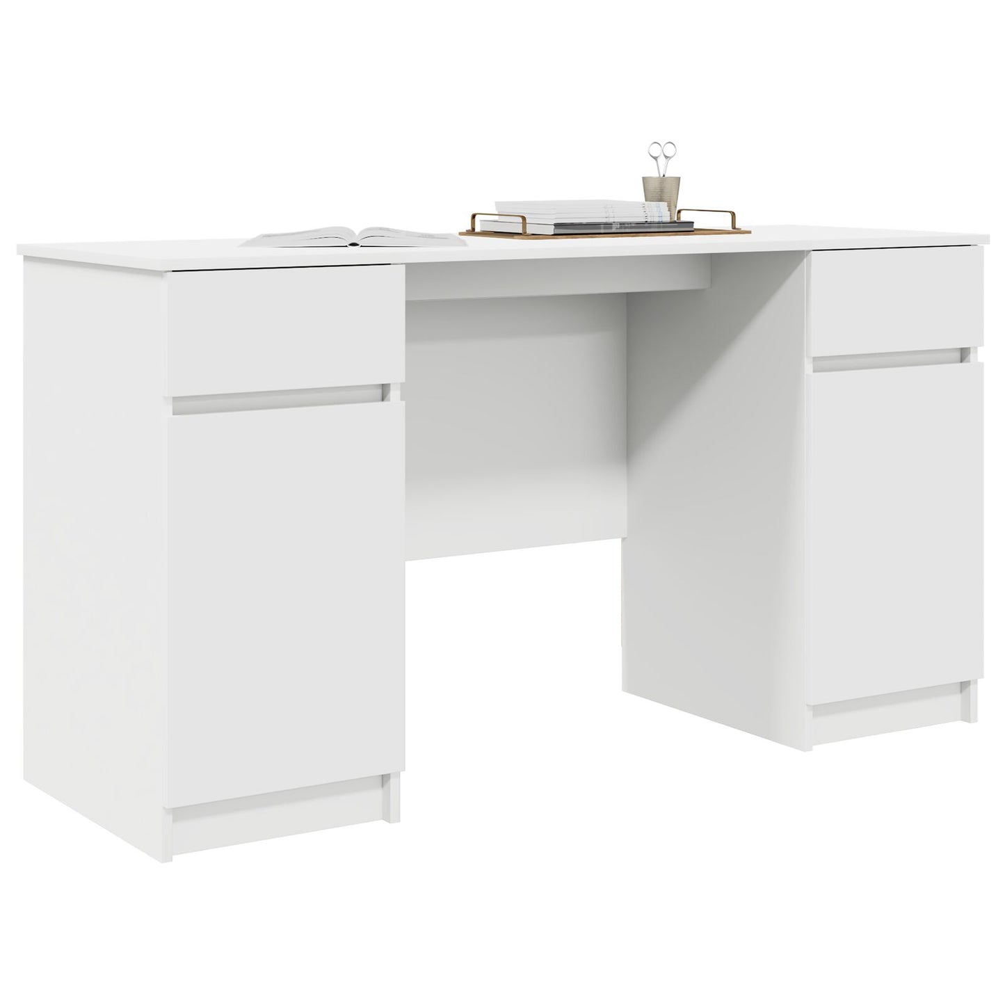 Bureau Wit 140X49X76 Cm Bewerkt Hout