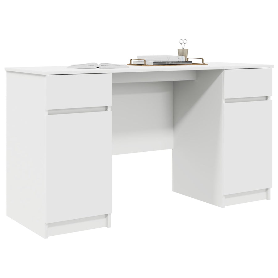 Bureau Wit 140X49X76 Cm Bewerkt Hout