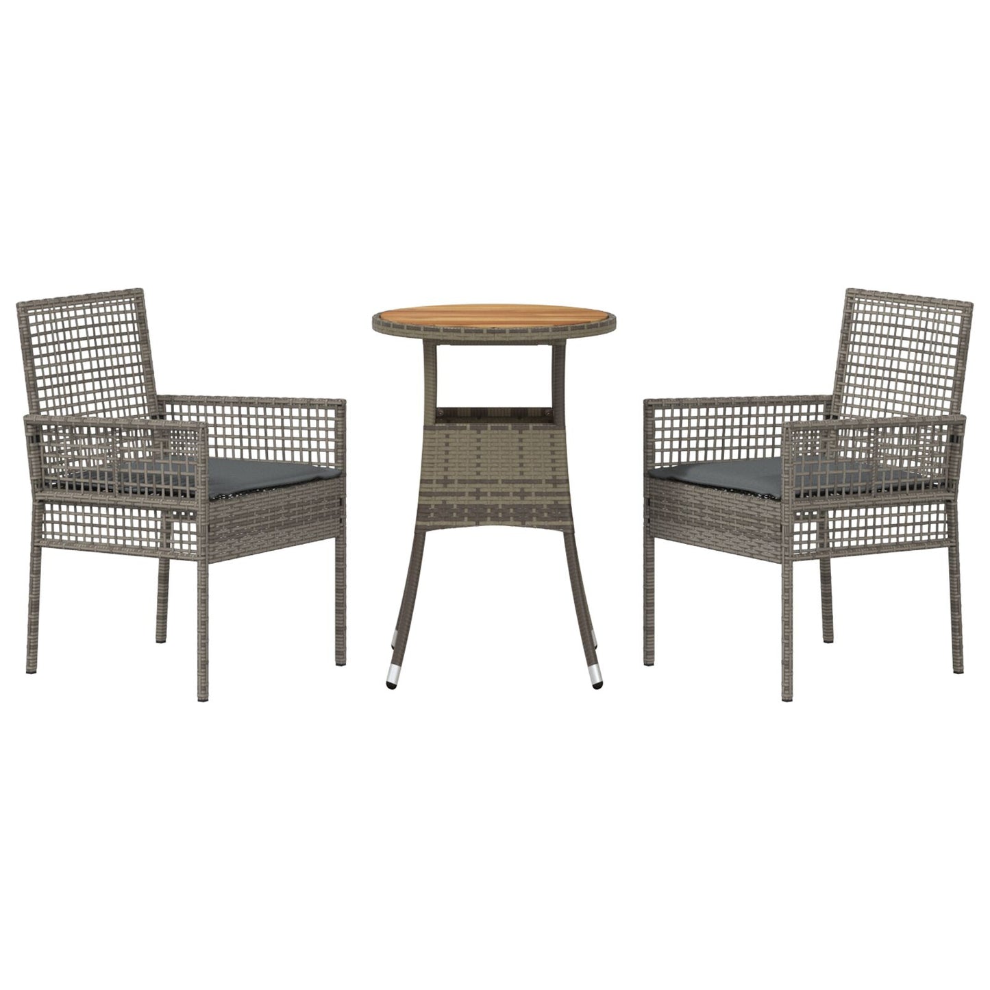 Eetmeubel Set Set Van 3 Grijs Riet, Metaal