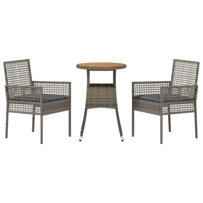 Eetmeubel Set Set Van 3 Grijs Riet, Metaal