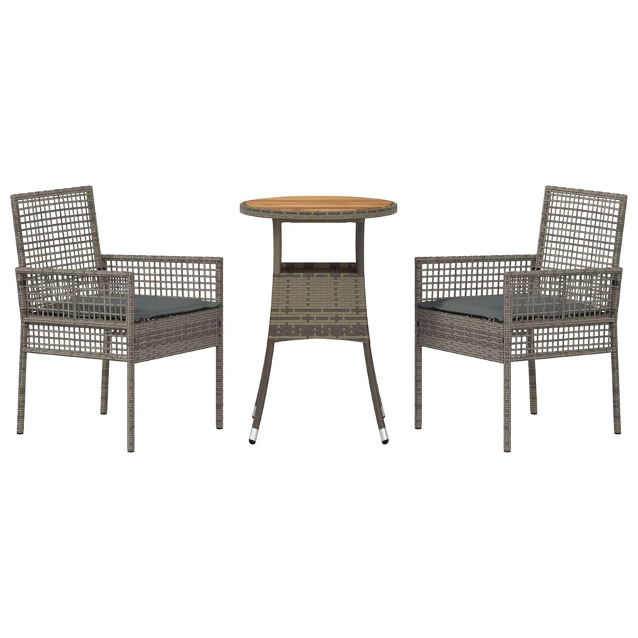 Eetmeubel Set Set Van 3 Grijs Riet, Metaal