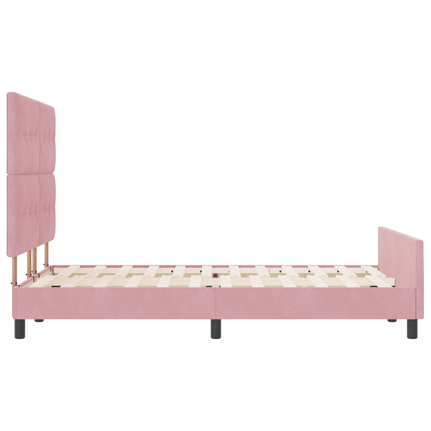 Roze Fluwelen Bedframe 140X190 Cm Crème