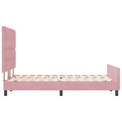 Roze Fluwelen Bedframe 140X190 Cm Crème