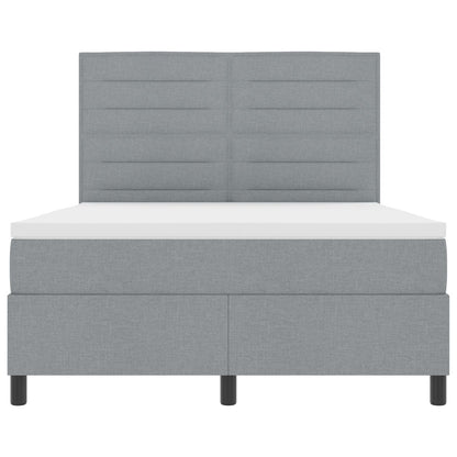 Boxspring Bed Met Matras Stof Lichtgrijs 160 x 200 cm Lijnen ontwerp