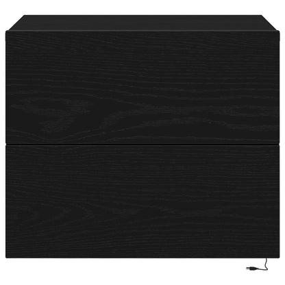 Nachttafel Met Led Wandmontage 50X39X41 Cm Zwart eiken