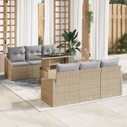 Tuinset poly rotan 7-delig beige voor 6 personen