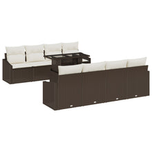 9-Persoons Tuin Sofa Set Met Kussens Bruin Poly Rattan