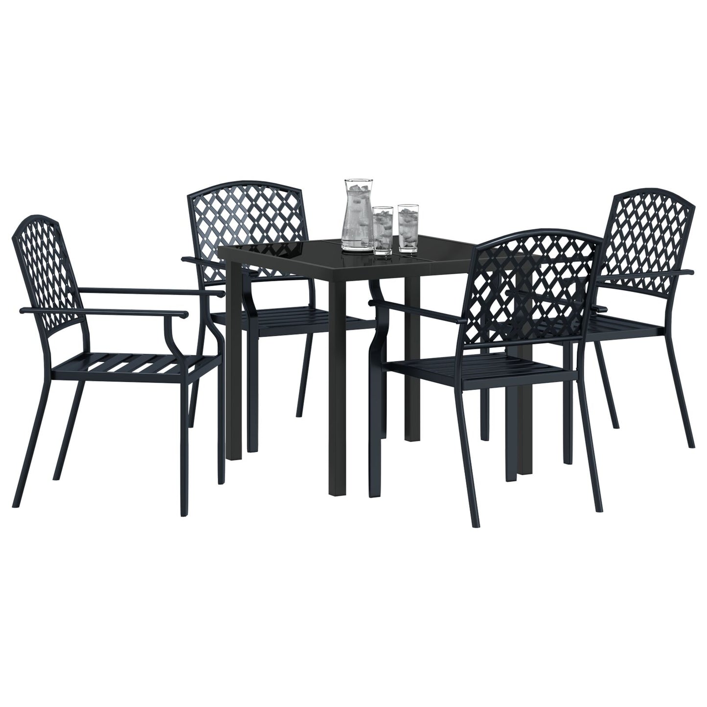 5 Delige Tuin Eetset Anthraciet Staal