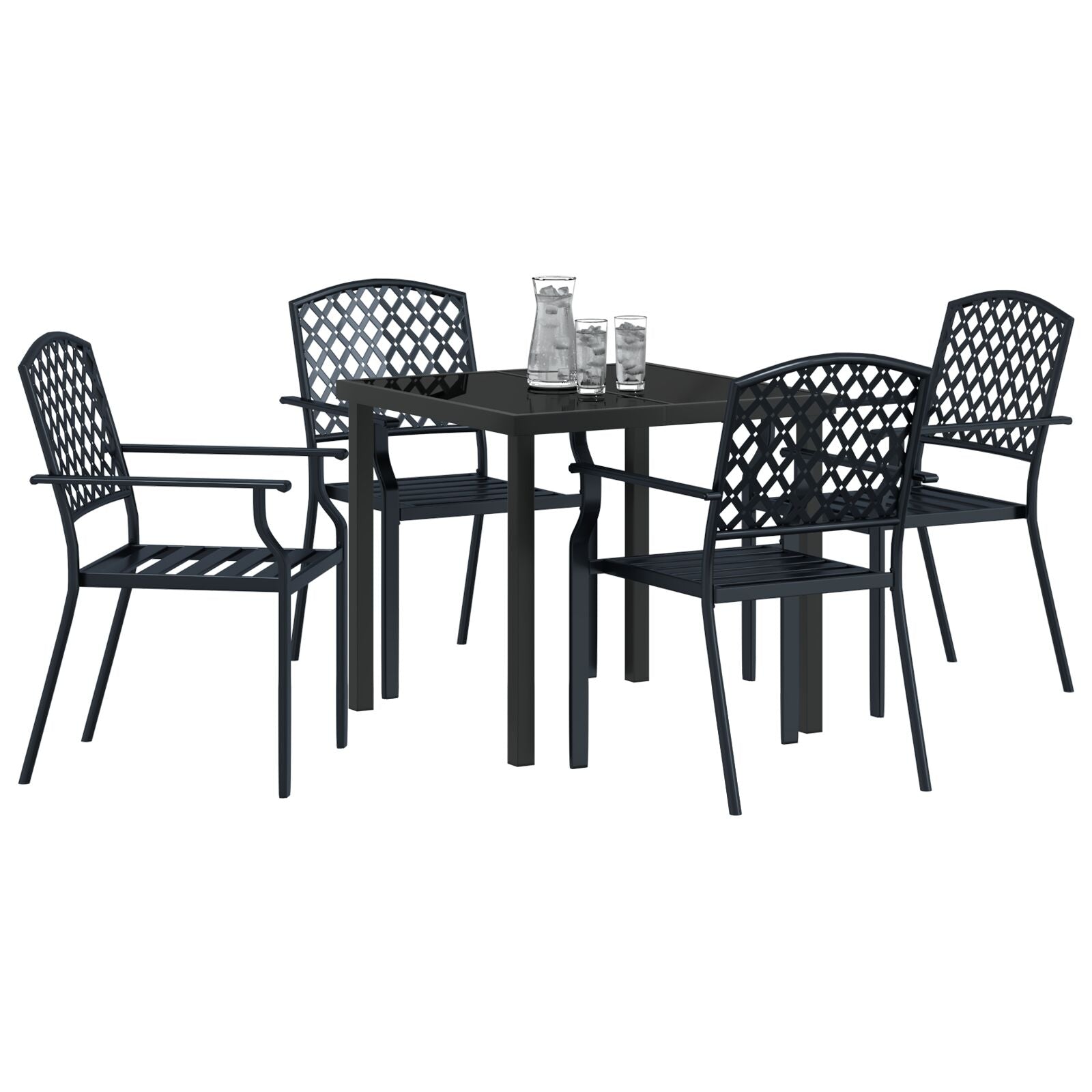 5 Delige Tuin Eetset Anthraciet Staal